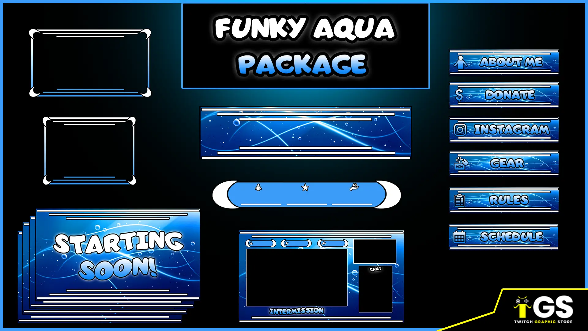 Funky Aqua Static Twitch Package